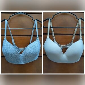 Soma Gray and Cream Structured Bras with Adjustable Straps